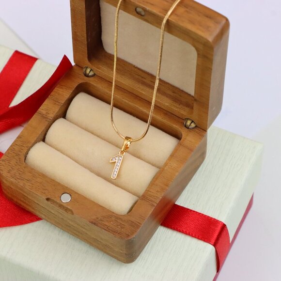 "Rose Gold Number 1 Pendant with Crystals – 18K Gold Plated Charm, XPPT1341 - Picture 7 of 13